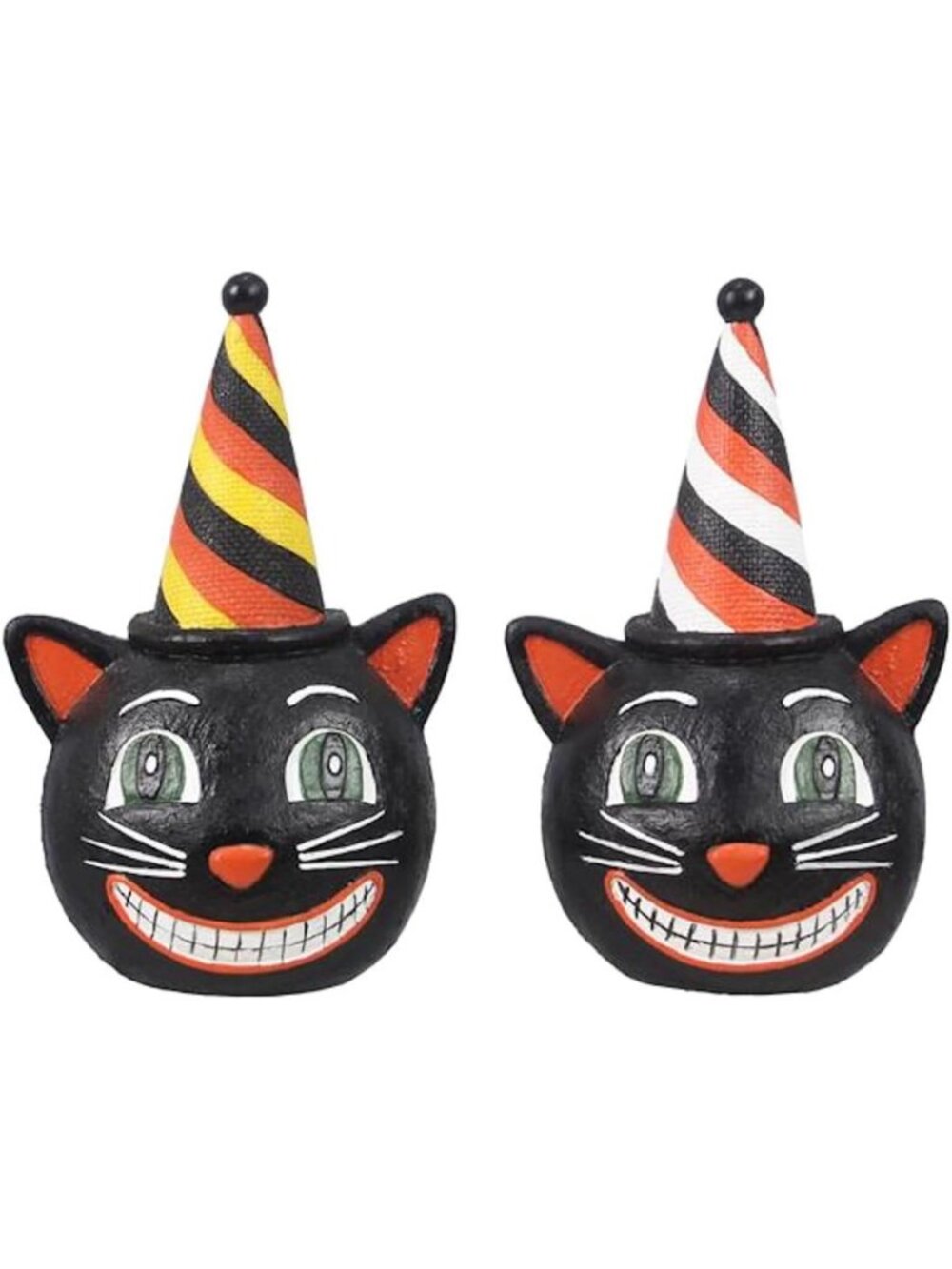 Set of 2 Vintage Black Cat Figurines - Resin Halloween Decor for Fall Home